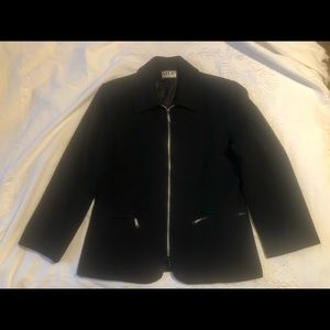Mario De Pinto black large wool zipper blazer